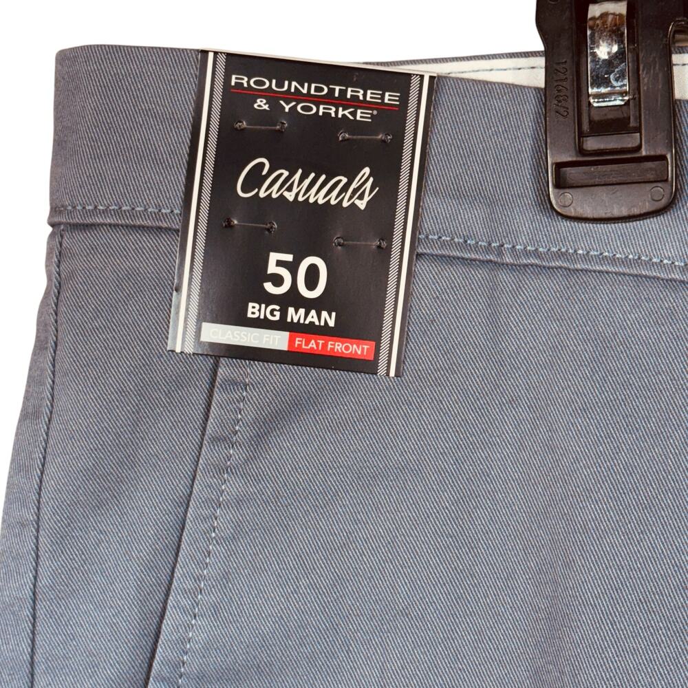 Roundtree & Yorke SZ 50 Casual Mens Chino Shorts Classic Fit Flat Front Stretch - Picture 2 of 6